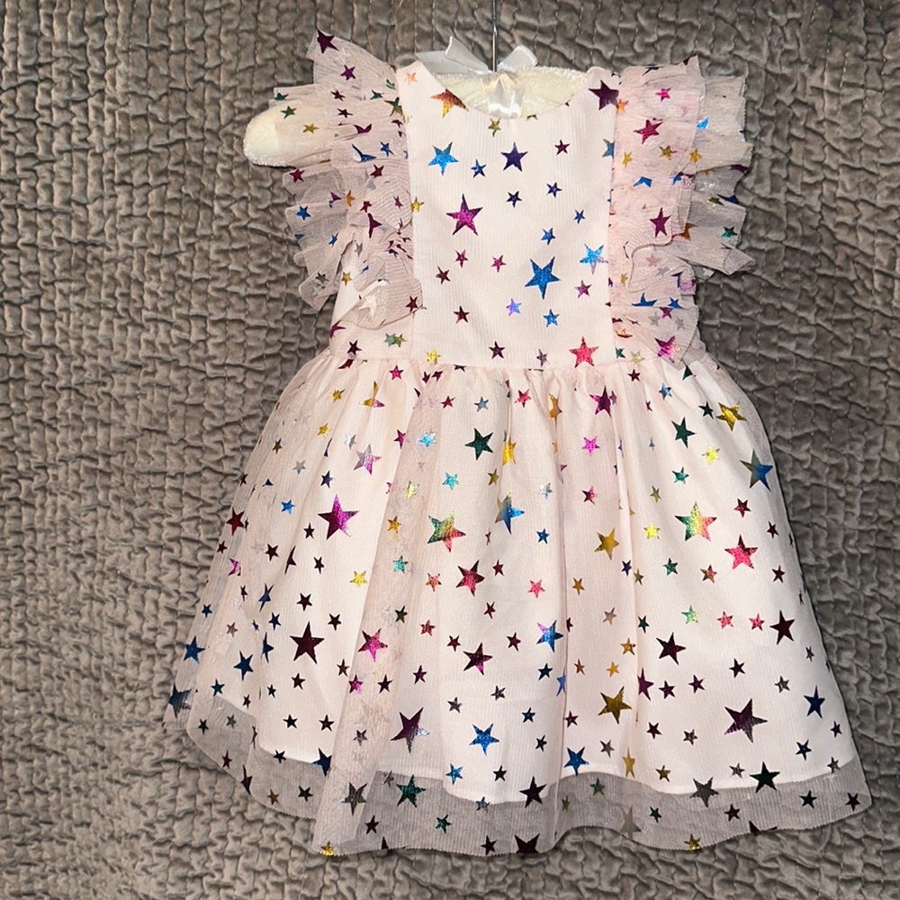 Starry Ruffle Sleeve Dress